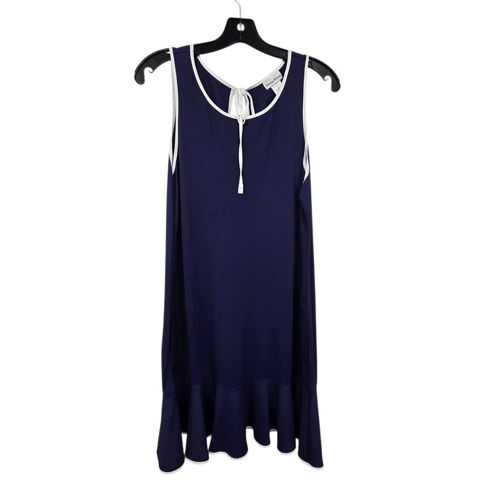 Tommy Bahama Island Cays Cabana flounce Dress Women's XL Navy Beach Coverup EUC